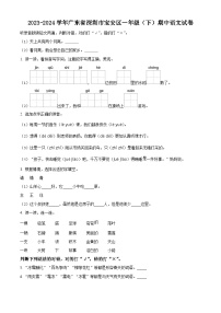 2023-2024学年广东省深圳市宝安区部编版一年级下册期中考试语文试卷（原卷版+解析版）