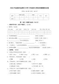 2024年盐城市盐都区小学六年级考试语文检测模拟试卷