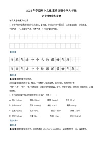 21，2023-2024学年河南省南阳市方城县部编版六年级下册期中考试语文试卷