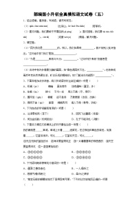 部编版小升初全真模拟语文试卷（有解析）（五）