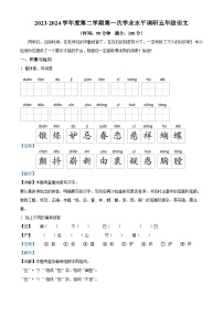 2023-2024学年山东省枣庄市市中区部编版五年级下册期中考试语文试卷（学生版+教师版）