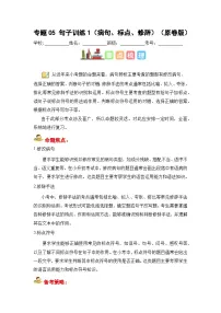 专题05 句子训练1（病句、标点、修辞）（原卷版+解析版）