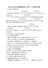 山东省聊城市冠县2023-2024学年三年级下学期期中考试语文试题