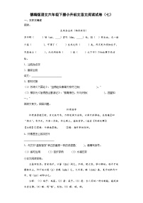 部编人教版版语文小升初文言文阅读试卷（07）（含答案）