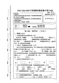 河南省驻马店市正阳县2023-2024学年三年级下学期期末语文试卷