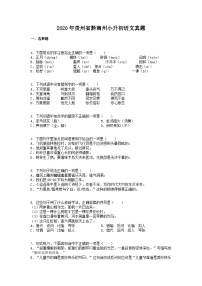 2020年贵州省黔南州小升初语文真题