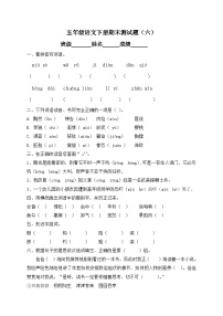 【精品独家】2020春五年级下册语文试题-期末测试题（六）-人教部编版（含答案）