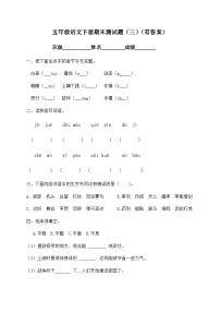 【精品独家】2020春五年级下册语文试题-期末测试题（三）-人教部编版（含答案，含解析）