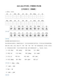 [语文][期末]河南省周口市沈丘县中英文学校2023～2024学年五年级下册期末考试语文试卷(解析版)