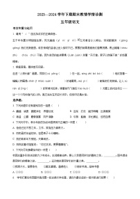 河南省三门峡市陕州区2023-2024学年统编版五年级下册期末考试语文试卷（原卷版+解析版）