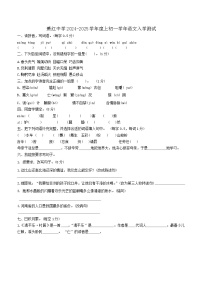 黑龙江省哈尔滨市萧红中学校2024-2025学年（五四制）六年级上学期入学测试语文试卷