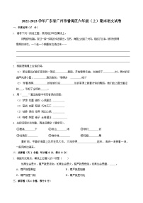 2022-2023学年广东省广州市番禺区六年级（上）期末语文试卷（含答案）