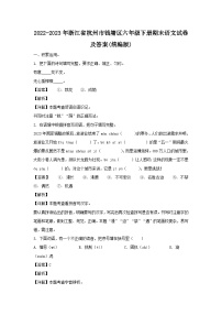 2022-2023学年浙江省杭州市钱塘区六年级下册期末语文试卷及答案(统编版)