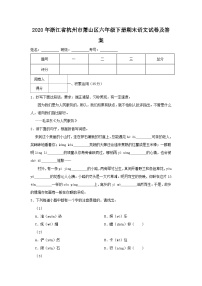 2020-2021学年浙江省杭州市萧山区六年级下册期末语文试卷及答案