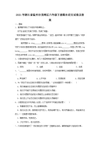 2021-2022学年浙江省温州市龙湾区六年级下册期末语文试卷及答案