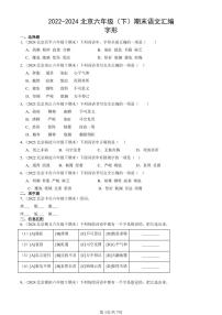 2022-2024北京六年级（下）期末真题语文汇编：字形