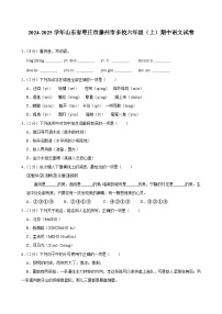 山东省枣庄市滕州市多校2024-2025学年六年级上学期期中测试语文试卷