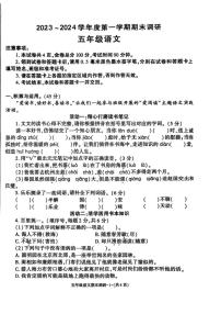 2023～2024学年陕西省安康市白河县桃元乡部分学校五年级(上)期末语文试卷(无答案)