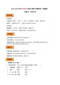 专题01 字音字形-2024-2025学年六年级语文上学期期末备考真题分类汇编（广东专版）