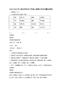 2023-2024年上海市闵行区六年级上册期中语文试题及答案