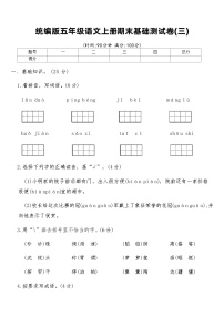 统编版五年级语文上册期末基础测试卷(三)（含答案）