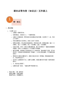 2024-2025学年统编版小学语文5上 课本背诵知识清单（ 素材）