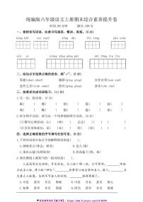 统编版六年级语文上册期末综合素养提升卷试卷(含答案)