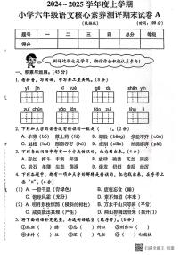 甘肃省张掖市甘州区2024-2025学年六年级上学期核心素养测评期末语文试卷