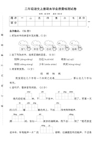 期末学业质量检测试卷-2024-2025学年语文二年级上册 统编版