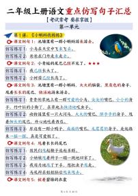 2024-2025二年级上册语文期末复习专项练习重点【仿写】句子汇总1-8单元24页