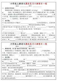 2024-2025六年级上册期末复习语文期末复习每日一练》