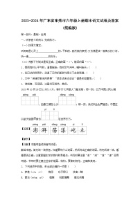 2023-2024学年广东省东莞市六年级上册期末语文试卷及答案(统编版)