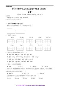 20224～2025学年统编版五年级语文上册期末模拟卷试卷(含答案+解析)