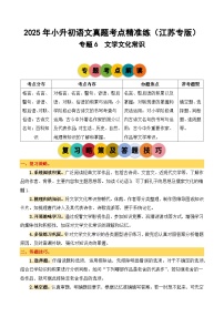 专题6 文学文化常识-2024-2025学年小升初语文备考真题分类汇编（江苏专版）