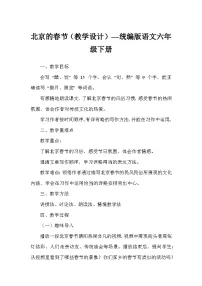 小学语文统编版（2024）六年级下册北京的春节教案及反思