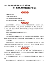 小升初文言文专题3 理解常见的文言虚词在文中的含义（题型分析+方法技巧+考点训练）2025小升初语文专项 统编