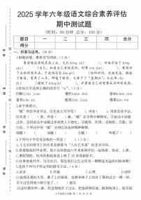 部编版2025年期中测试卷六年级下测语文