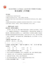 2025年哈尔滨市47中学六年级下学期期中语文试卷和答案