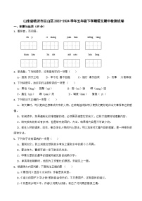 山东省临沂市兰山区2023-2024学年五年级下学期语文期中检测试卷