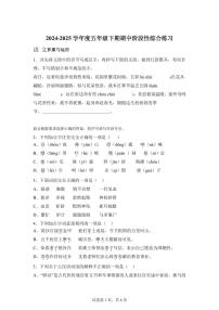 2024━2025学年河南省信阳市淮滨县统编版五年级下学期期中考试语文检测试卷（含答案）