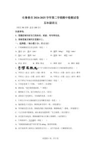 2024━2025学年新疆维吾尔自治区吐鲁番市统编版五年级下学期期中考试语文检测试卷（含答案）