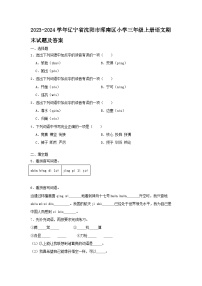 2023-2024学年辽宁省沈阳市浑南区小学三年级上册语文期末试卷及答案