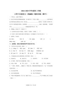 统编版2024_2025学年广东潮州潮安区六年级下册期中考试语文试题