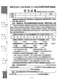 广西壮族自治区柳州市2024-2025学年五年级下学期期末语文监测试卷（含答案）