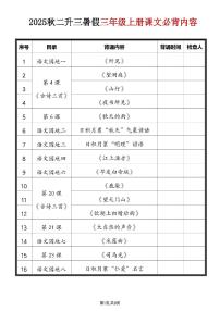 2025秋二升三暑假语文三年级上册必背内容知识点