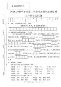 安徽省安庆市宜秀区2024-2025学年第二学期五年级语文期末试卷（含答案）