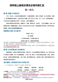 人教版四年级上册语文期末课文必背知识点内容汇总
