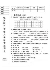 辽宁省鞍山市铁西区2024-2025学年第二学期三年级语文期末试卷（无答案）