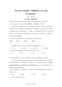 统编版2024-2025学年北京市通州区六年级下册期末语文检测试卷