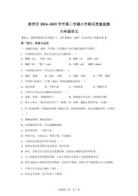 统编版2024-2025学年福建省龙岩市新罗区六年级下册期末语文检测试卷